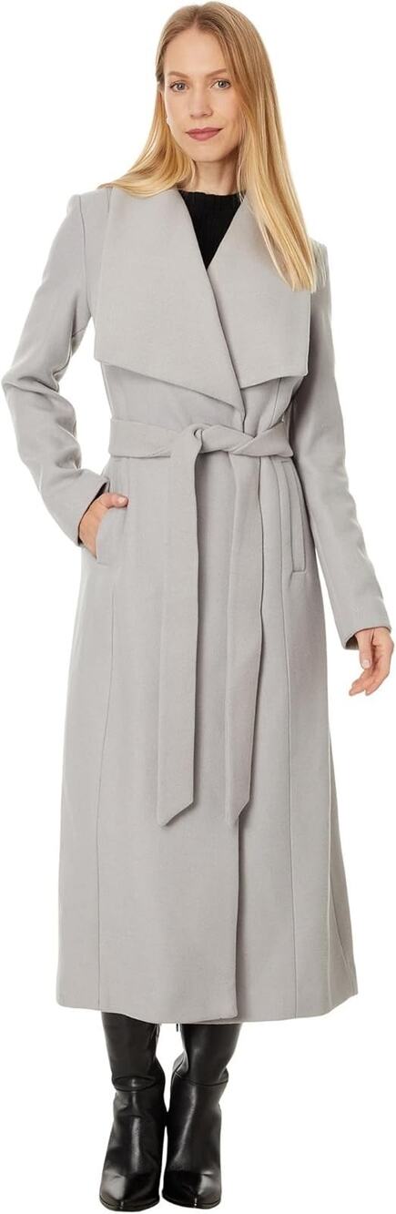 COLE HAAN Wool Blend Single Breasted Belted Trench Maxi Wrap Coat Size 2 New